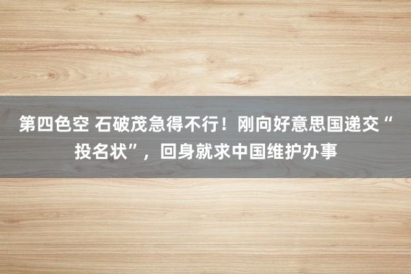 第四色空 石破茂急得不行！刚向好意思国递交“投名状”，回身就求中国维护办事
