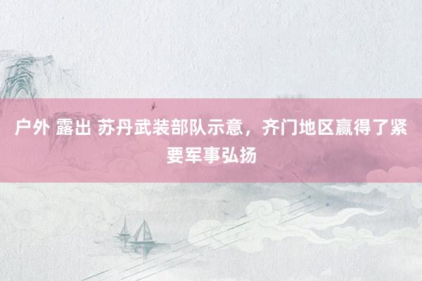 户外 露出 苏丹武装部队示意，齐门地区赢得了紧要军事弘扬