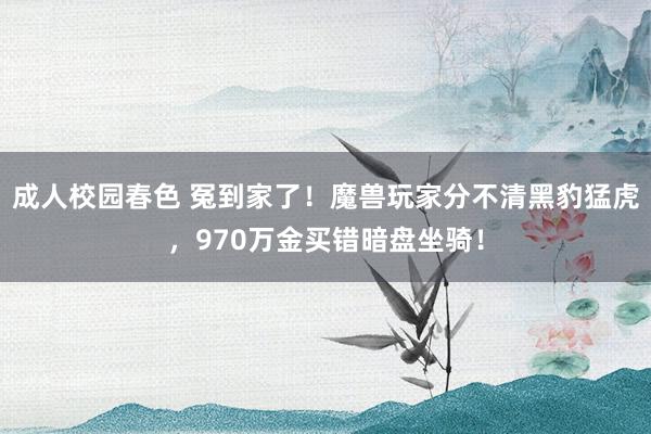 成人校园春色 冤到家了！魔兽玩家分不清黑豹猛虎，970万金买错暗盘坐骑！