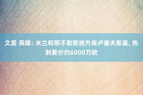 文爱 英媒: 米兰和那不勒斯挑升库卢塞夫斯基, 热刺要价约6000万欧