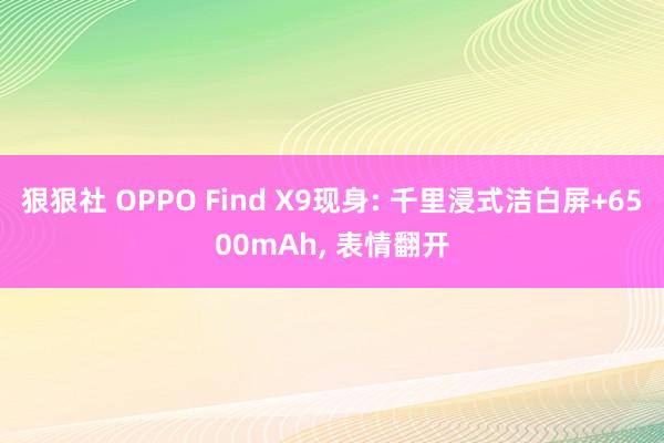 狠狠社 OPPO Find X9现身: 千里浸式洁白屏+6500mAh, 表情翻开