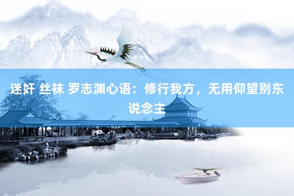 迷奸 丝袜 罗志渊心语：修行我方，无用仰望别东说念主